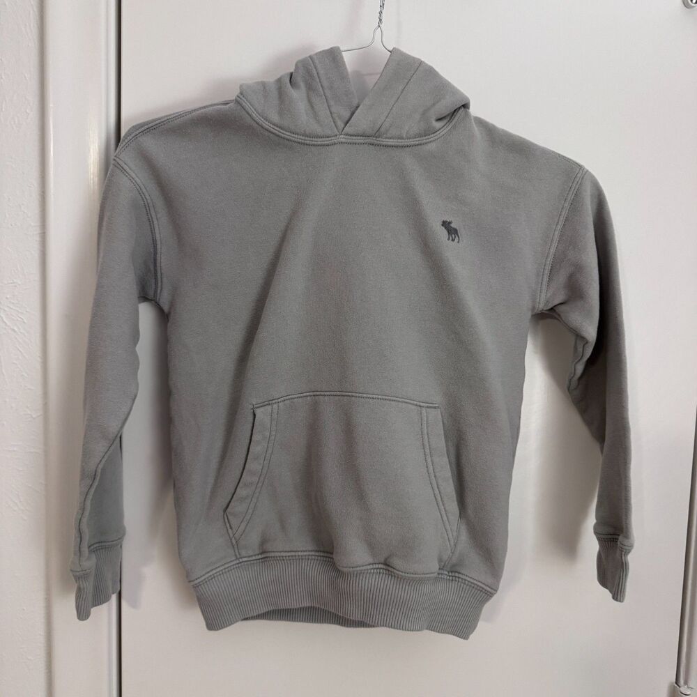 Boys 7/8 abercrombie kids a&f essentials gray long sleeve hoodie VGUC